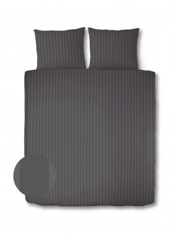 Dekbedovertrek Satijn Gestreept - 2 persoons - 200 x 200/220 cm - Antraciet main product photo
