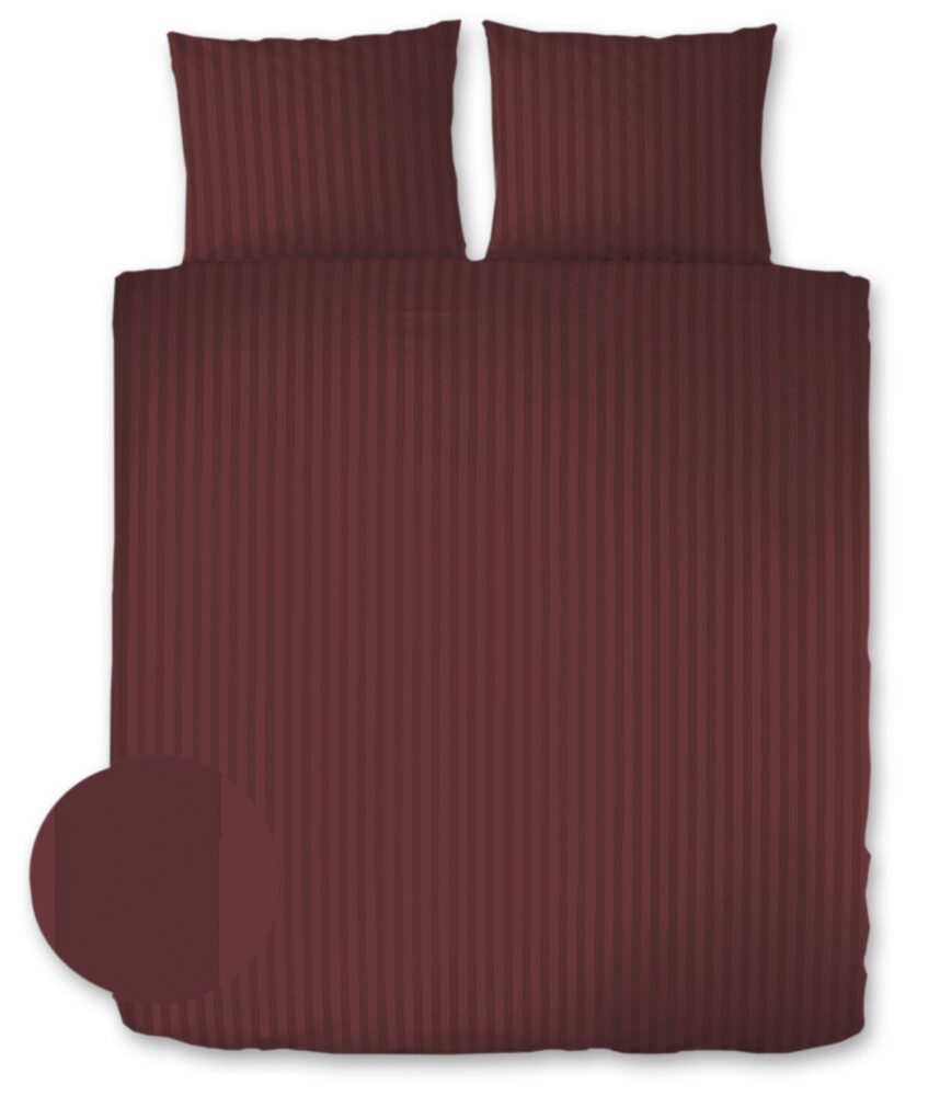 Dekbedovertrek Satijn Gestreept - lits jumeaux - 240 x 200/220 cm - warm Red main product photo