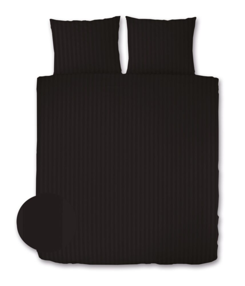 Dekbedovertrek Satijn Gestreept - 1 persoons - 140 x 200/220 cm - Zwart main product photo