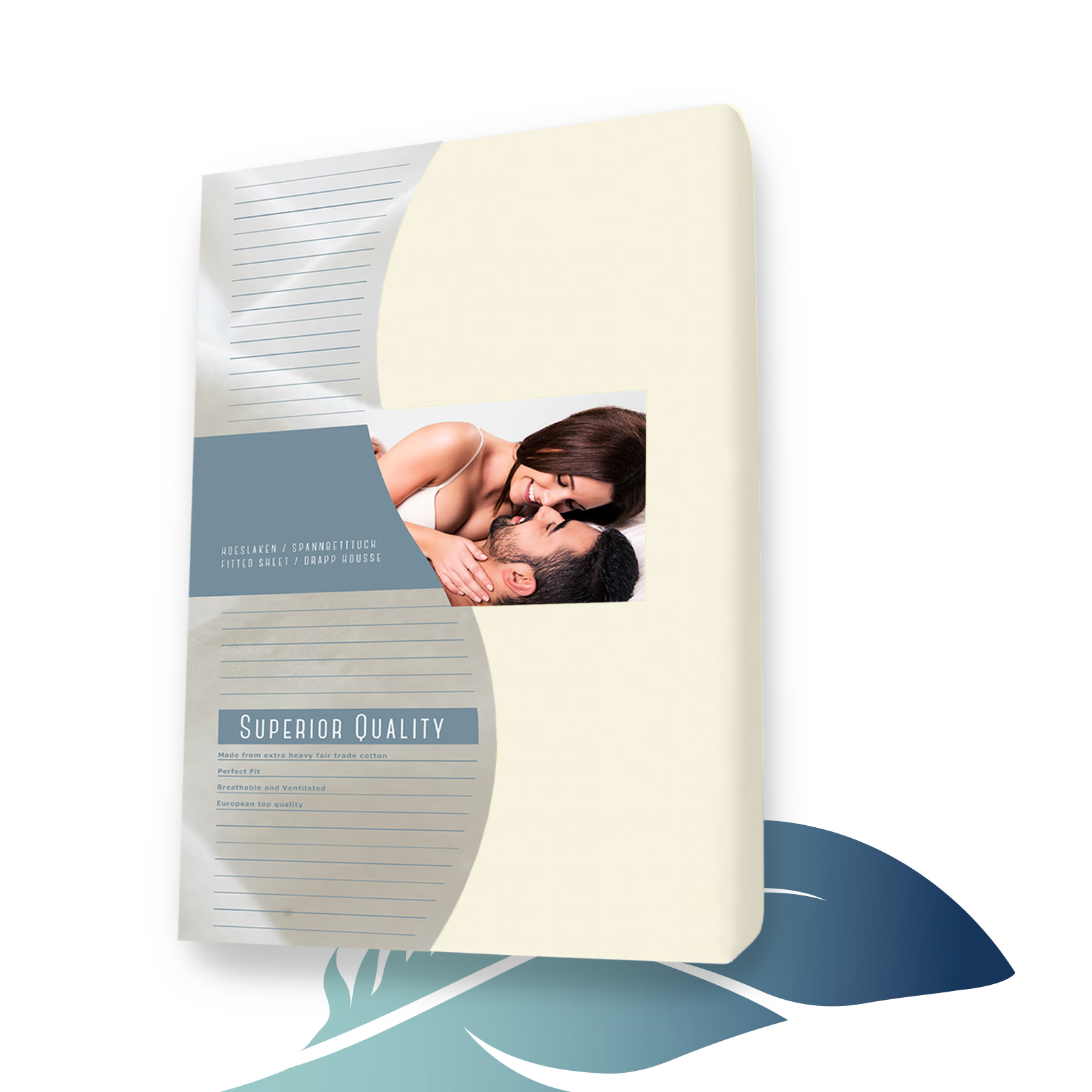 Katoen satijnen topper hoeslaken 180 x 200 cm Beige main product photo