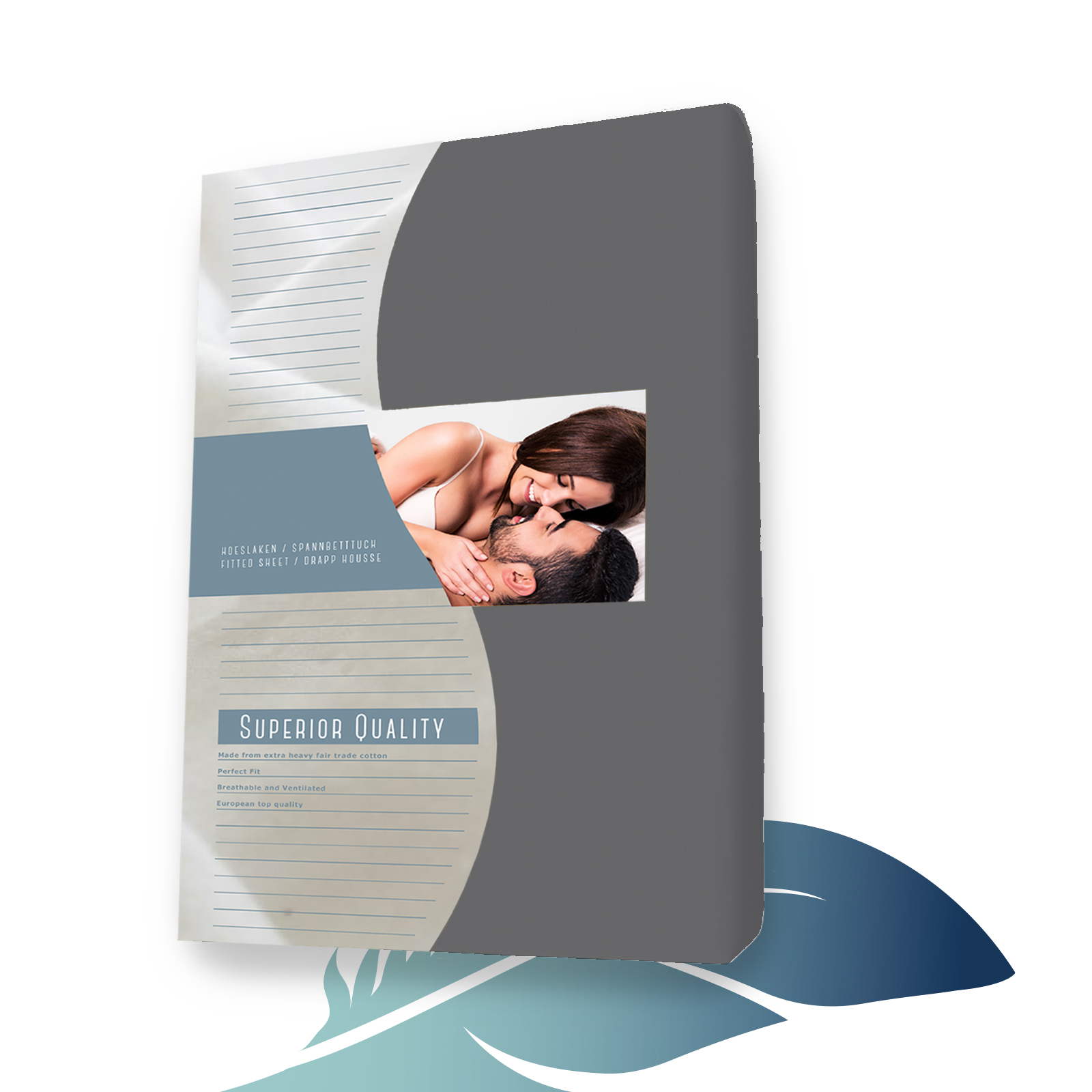 Katoen satijnen hoeslaken 180 x 220 cm Antra main product photo