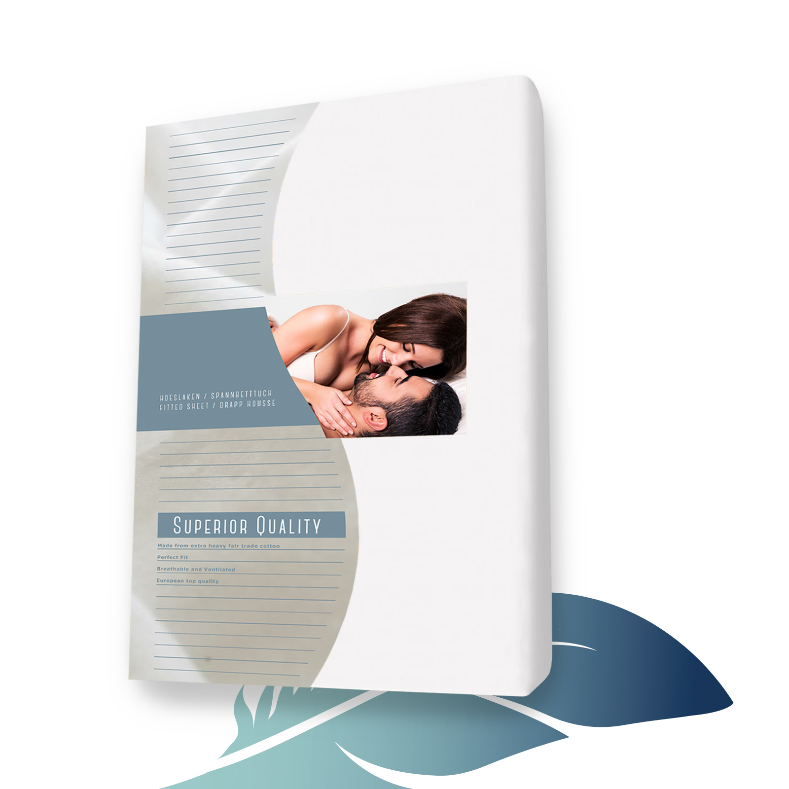 Katoen satijnen splittopper hoeslaken 160 x 210 cm Wit main product photo