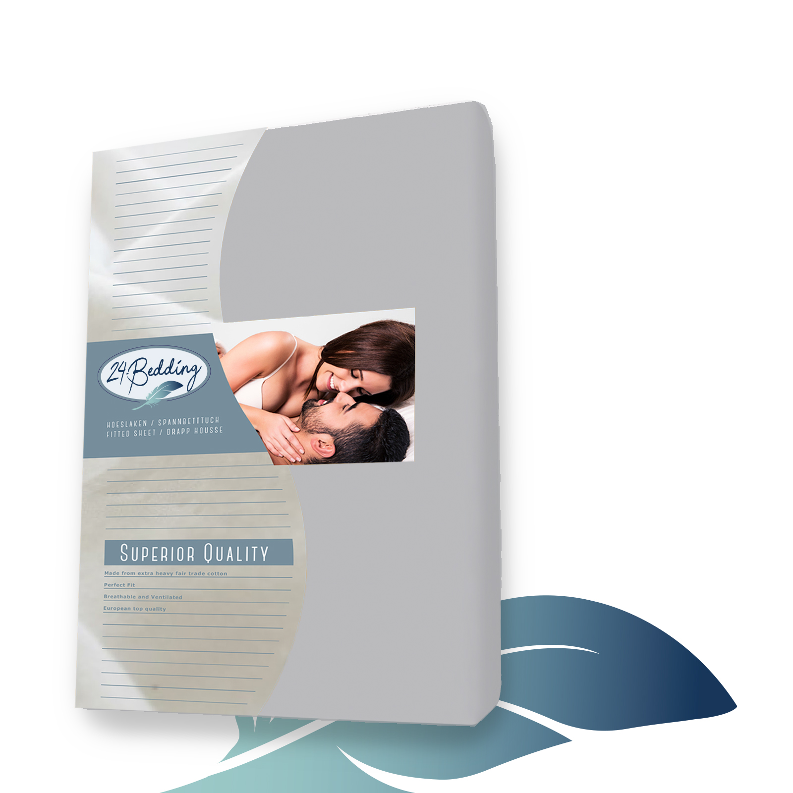 Katoen satijnen splittopper hoeslaken 180 x 210 cm zilver Grijs main product photo