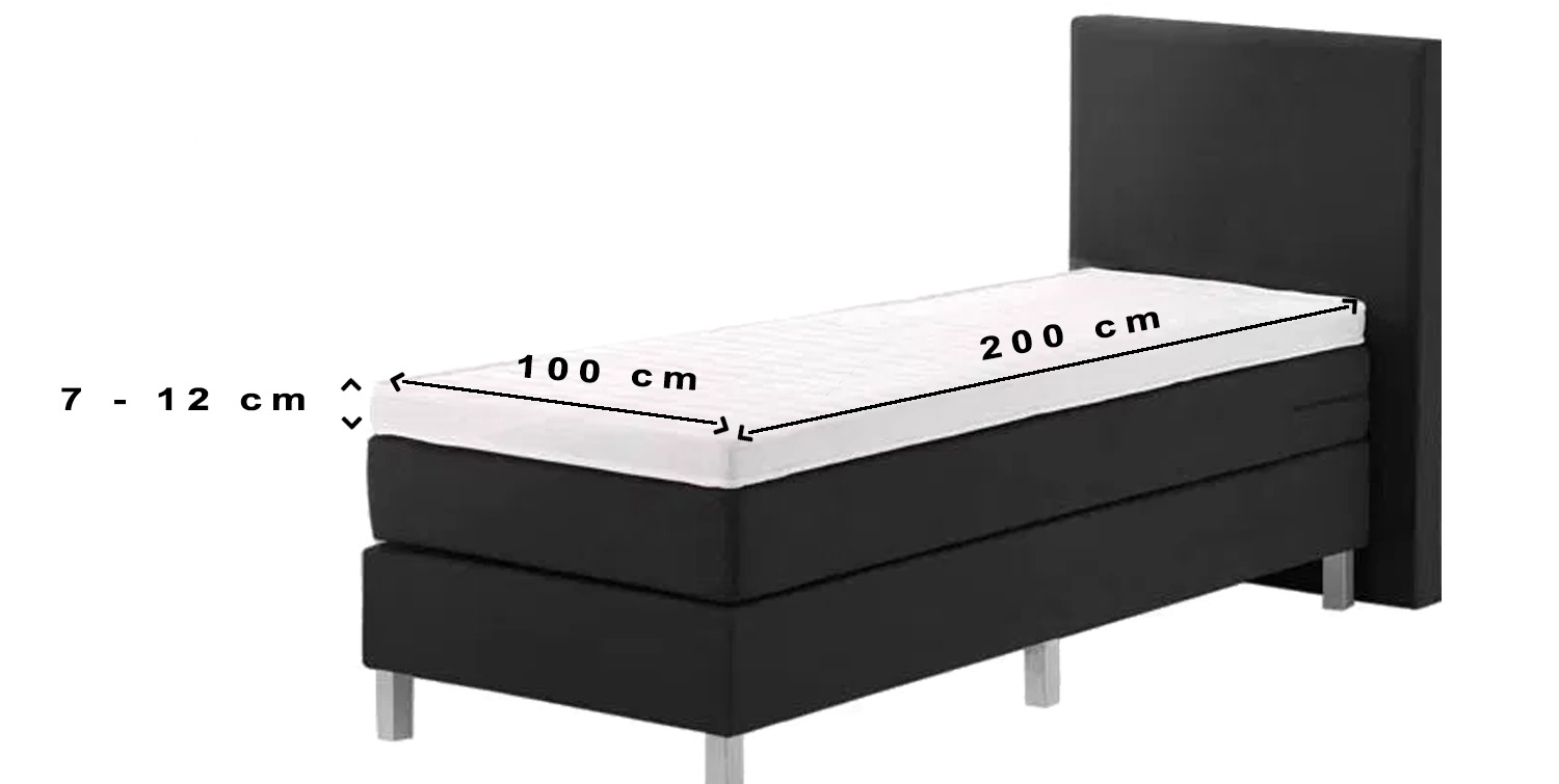 Geschikt voor topper matras tot en met 12 cm hoogte en de maat 100 x 200 cm