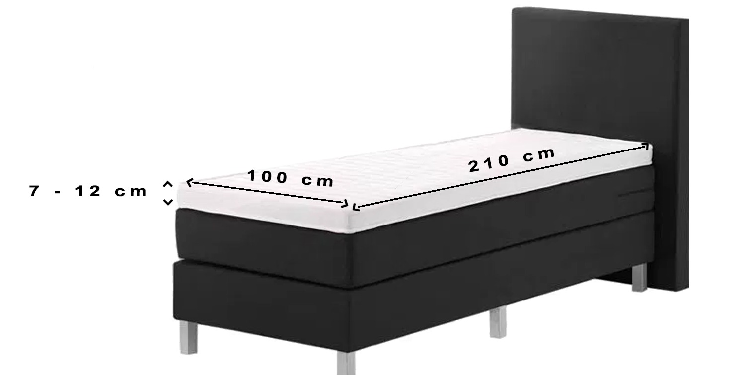 Geschikt voor topper matras tot en met 12 cm hoogte en de maat 100 x 210 cm